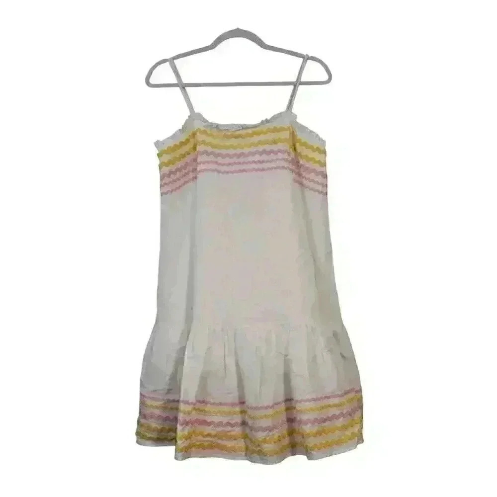 Lisa Marie Fernandez Target Dress Size Small Ric Rac Spaghetti Strap Linen Blend - Picture 2 of 13